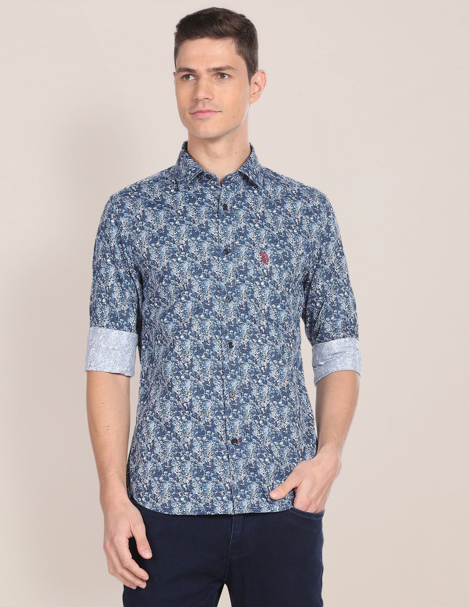 Abstract Print Cotton Shirt