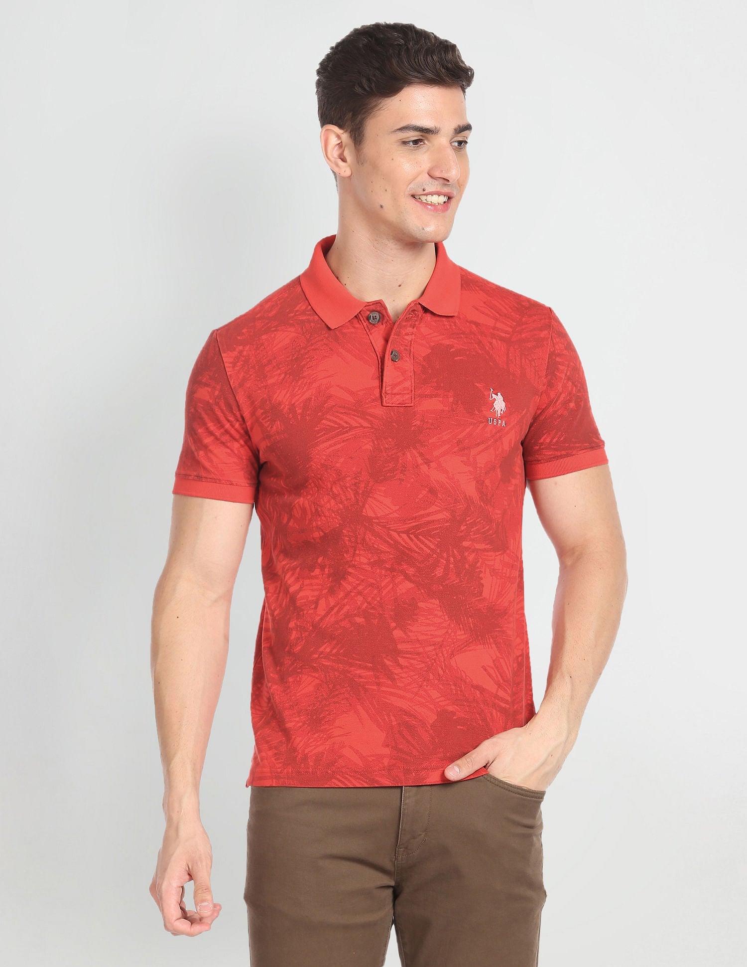 Abstract Print Cotton Polo Shirt
