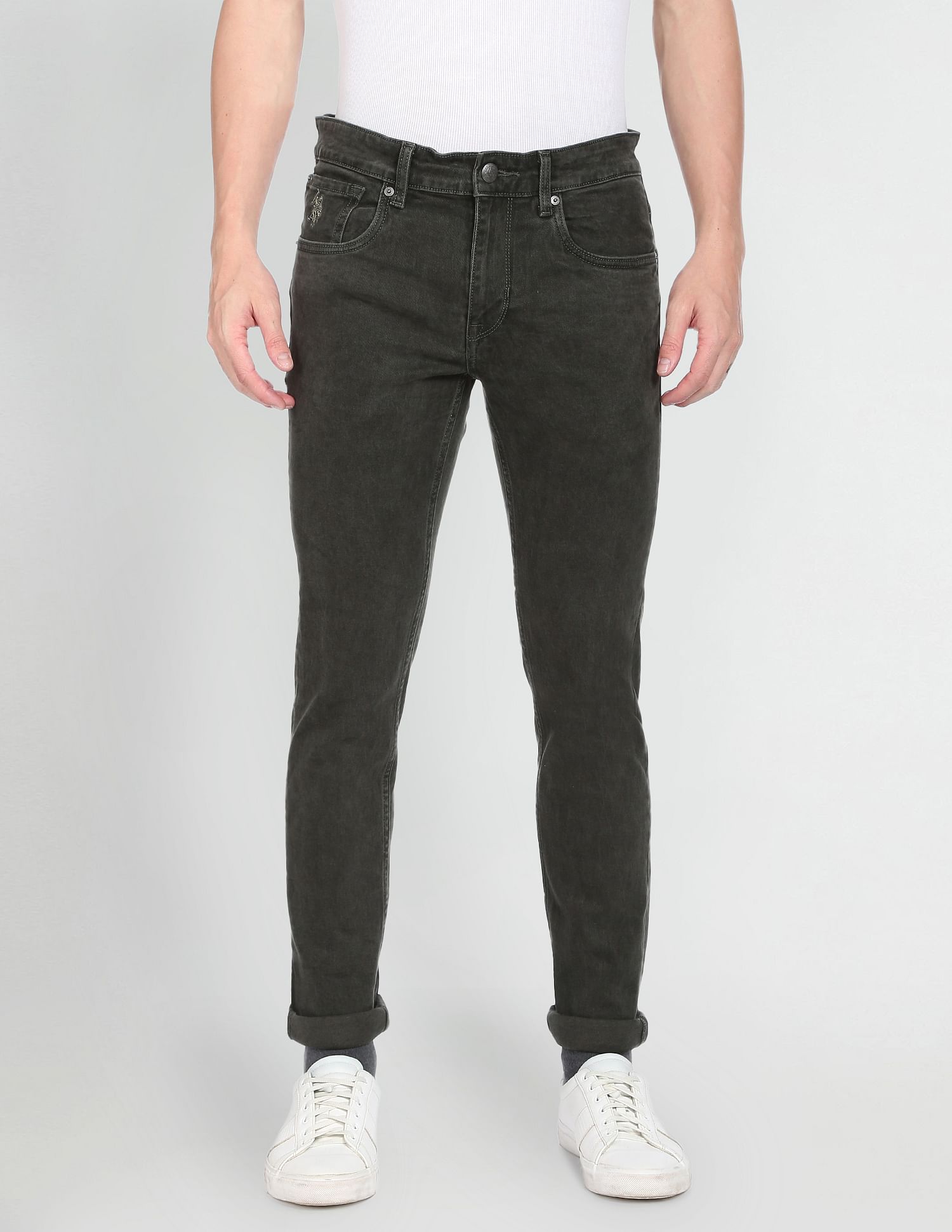 Acid Wash Regallo Skinny Fit Jeans Olive - uspoloassn-test.in | Large