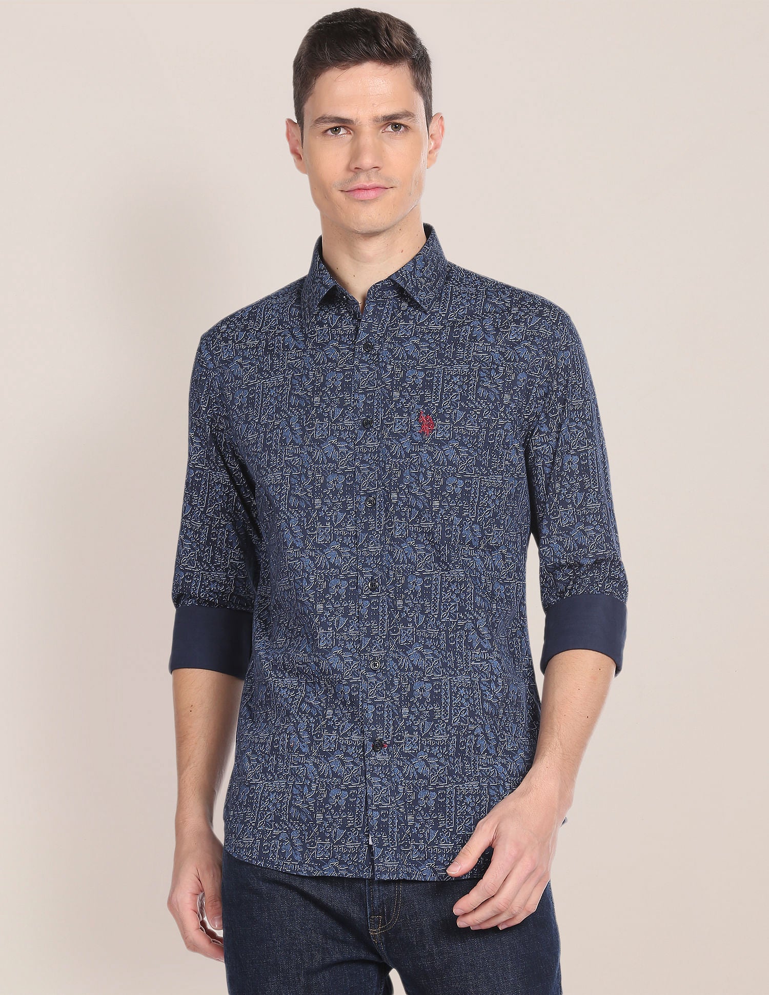 Abstract Print Cotton Shirt