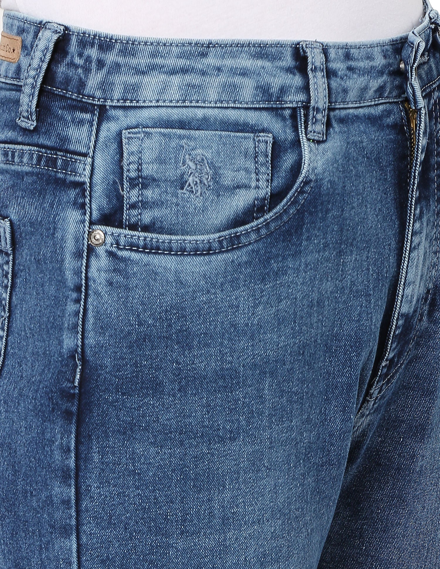 Acid Wash Slim Mom Fit Jeans Blue - uspoloassn-test.in | Large