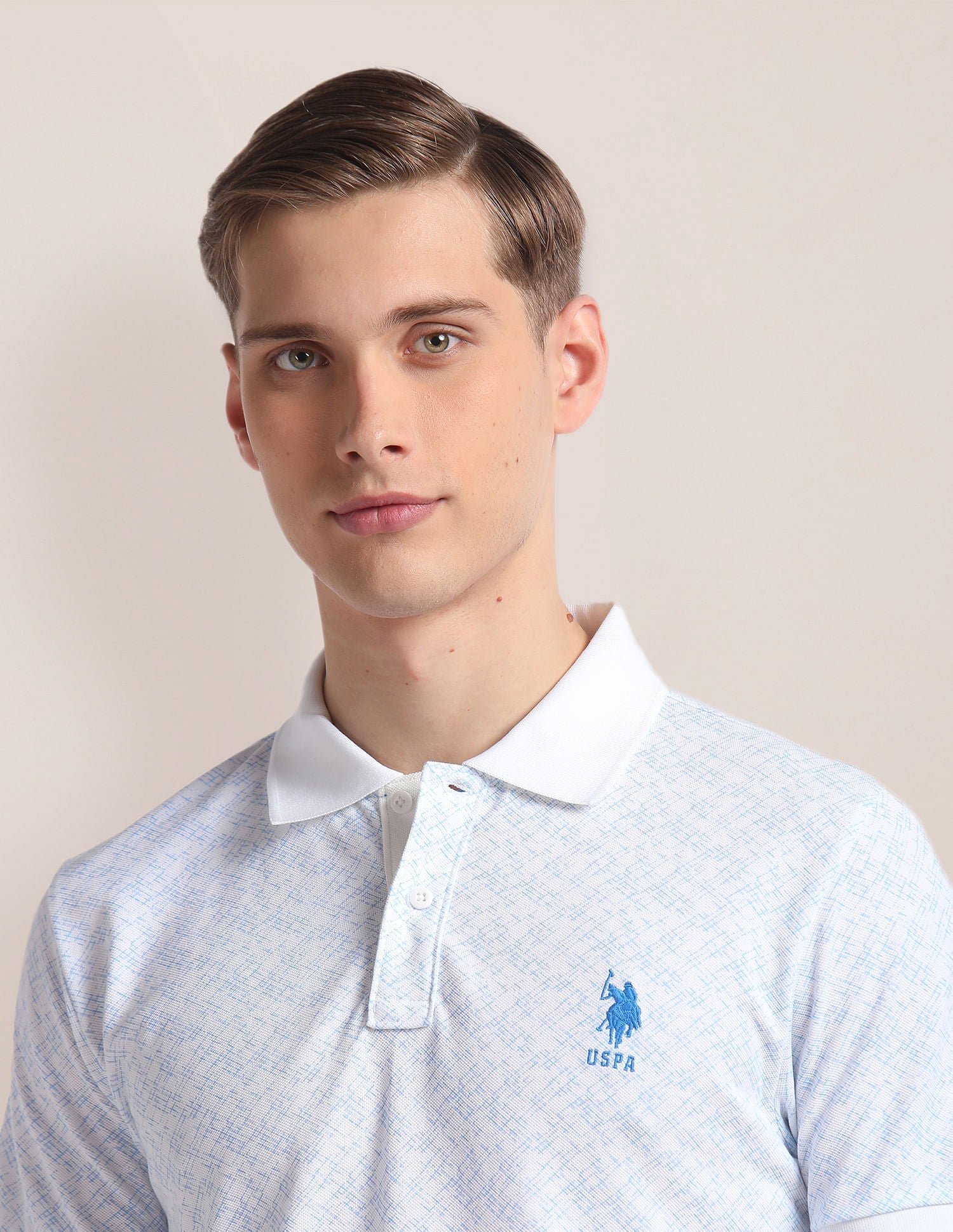 Abstract Print Cotton Polo Shirt Blue - uspoloassn-test.in | Large