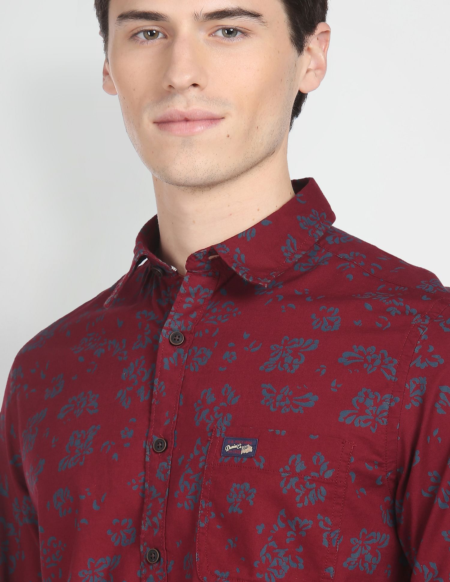 Abstract Print Cotton Casual Shirt Maroon - uspoloassn-test.in | Large