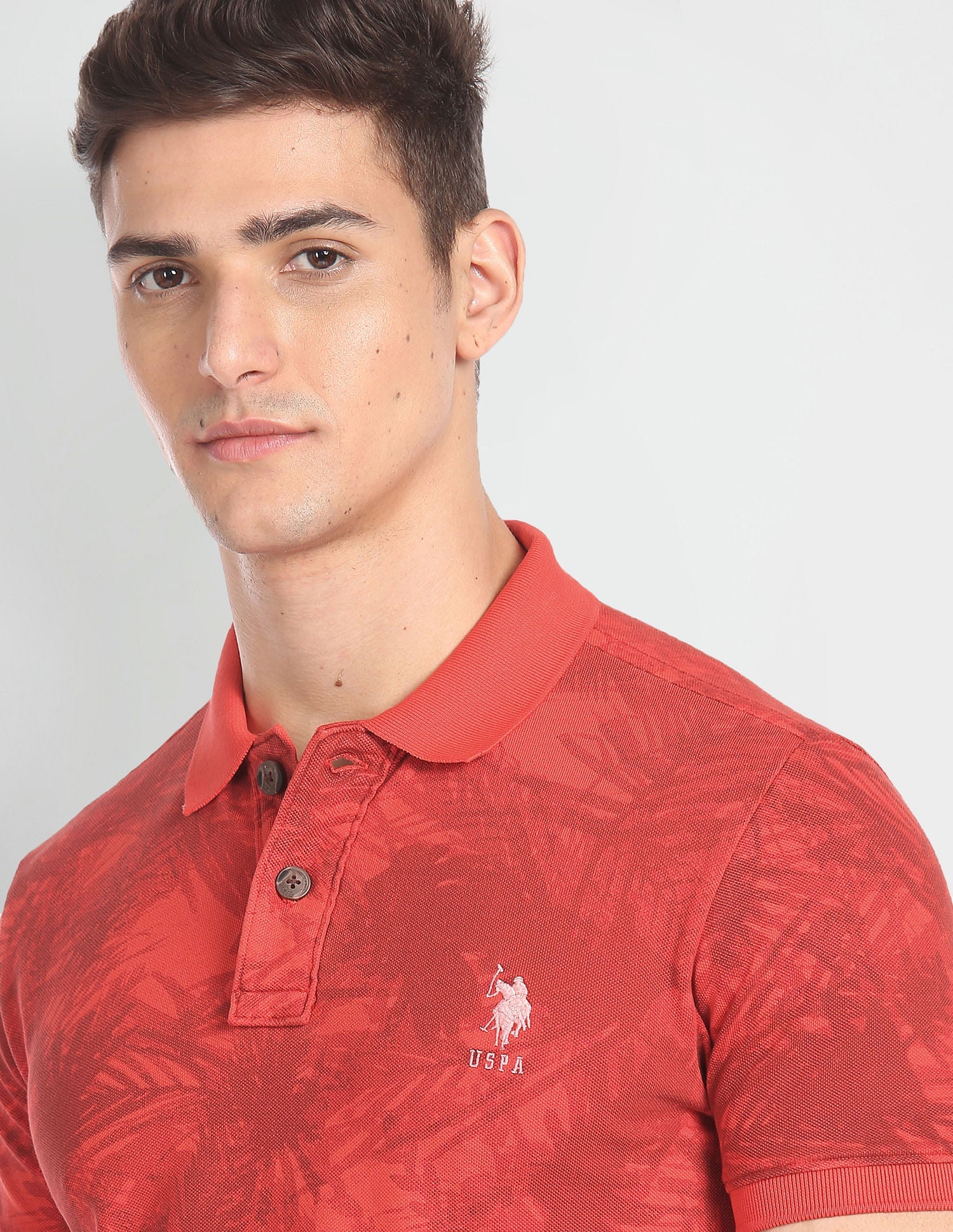 Abstract Print Cotton Polo Shirt Red - uspoloassn-test.in | Large